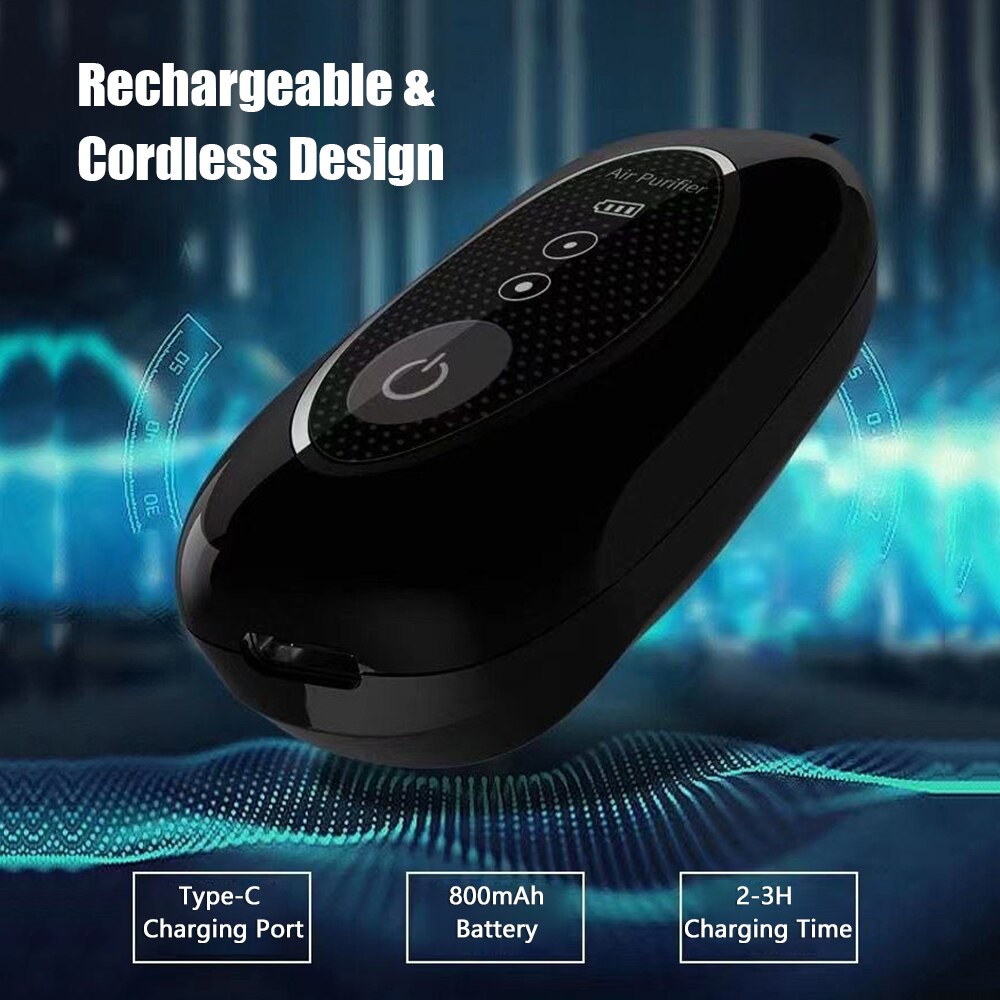 Portable Home Air Purifier Wearable Air Cleaner Remove Formaldehyde PM2.5 Pet Hair Rechargable Quiet Air Freshener