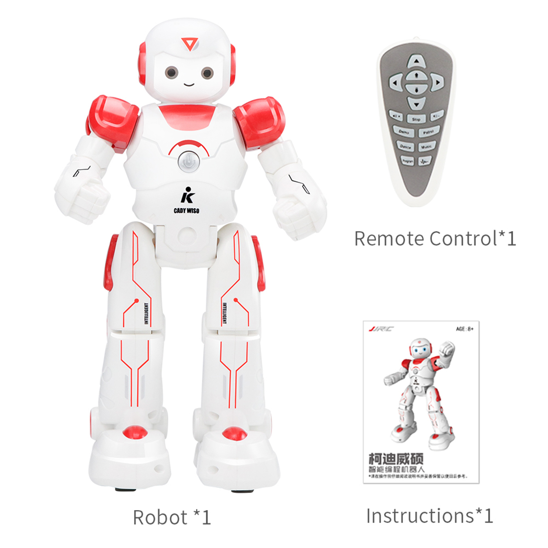 iTECHOR Music RC Robot Toy with Intelligent Programming Gesture Sensing Function with LED Lights Birthday - Red