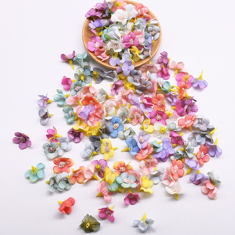 Mini flores artificiales de seda con cabeza de margaritas multicolor, guirnalda DIY, tocado, corona, álbum de recortes, decoración de boda para el hogar, 50 piezas