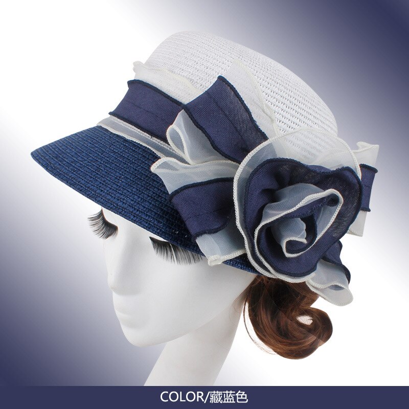 Girls Summer Hat Straw Sun Hat Lady Outside Beach Hats Ladies Large Brim Sun Flower Cap Foldable Female Summer Sun Cap B-7705