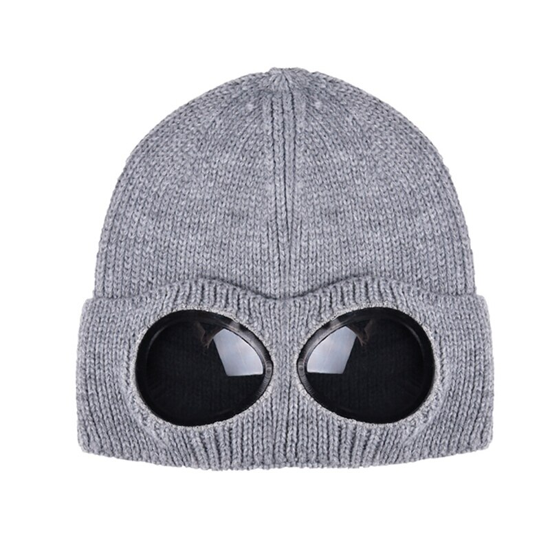 Glasses Hat Unisex Wool Knitted Goggles Beanie Thermal Fluffy Warm Cap Heat Keeper Ear Protector Men Women Hat Cap: H