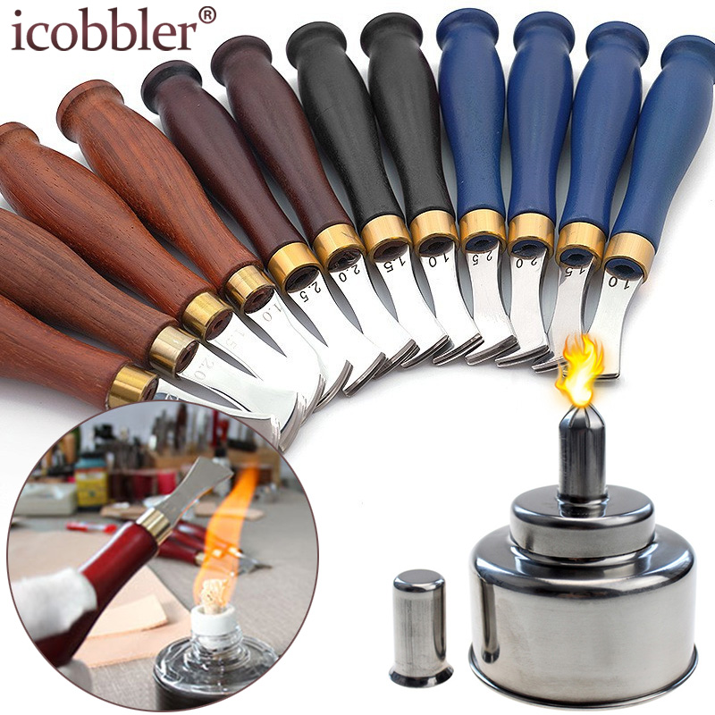 Leather Edge Creaser Tool, Stainless Steel Shallow Slot Edge Linear Marking Crimping Working Wood Handle Tools for Leather Craft