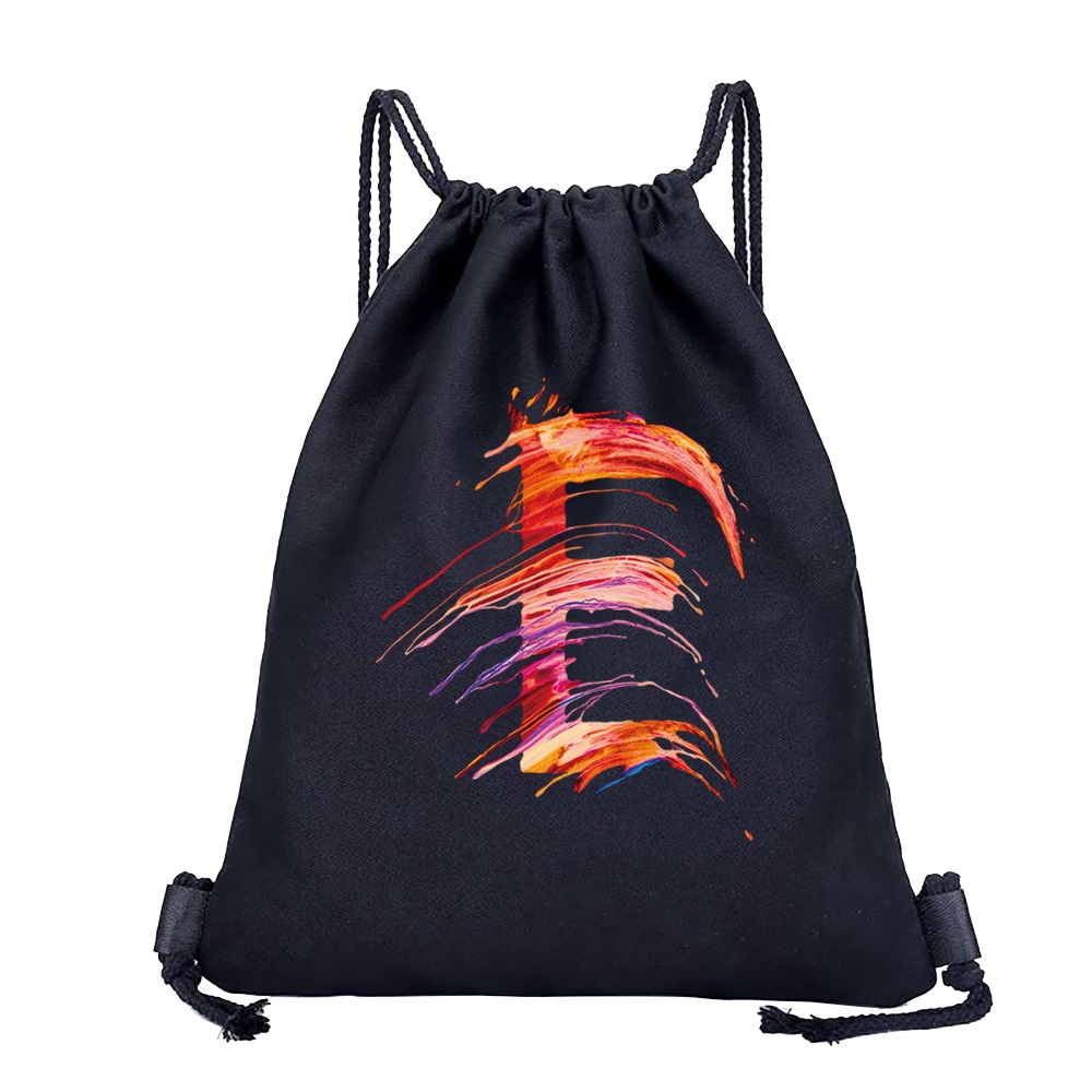 26 Initials Print Drawstring Bag Backpack Men and Women Beach Sports Travel Backpack Kid Supplies Bag Portable Sundries Bag: Dark Khaki