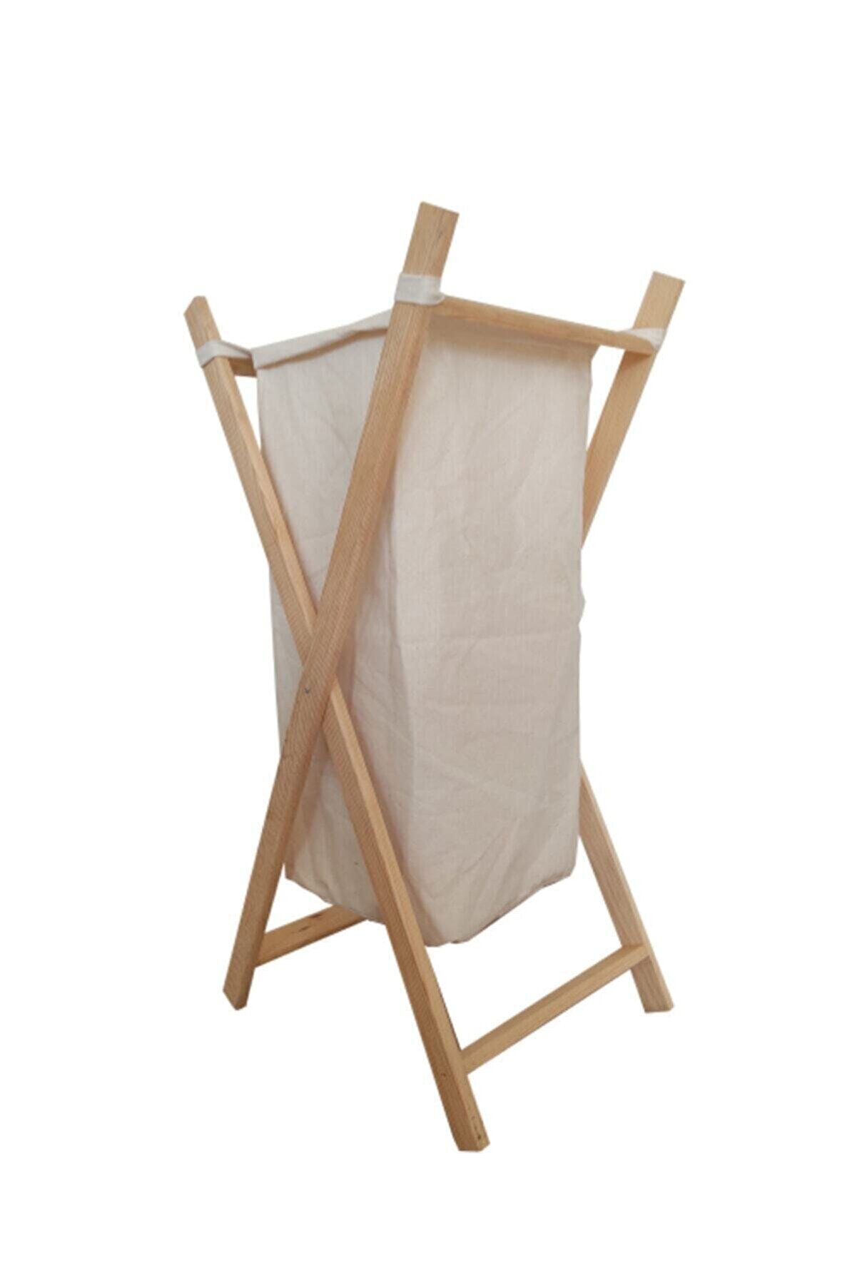 Beige Wooden Decorative Rustic Laundry Basket Dirty Laundry Folding Large Capacity Clothing Storage Bucket Home Organizer