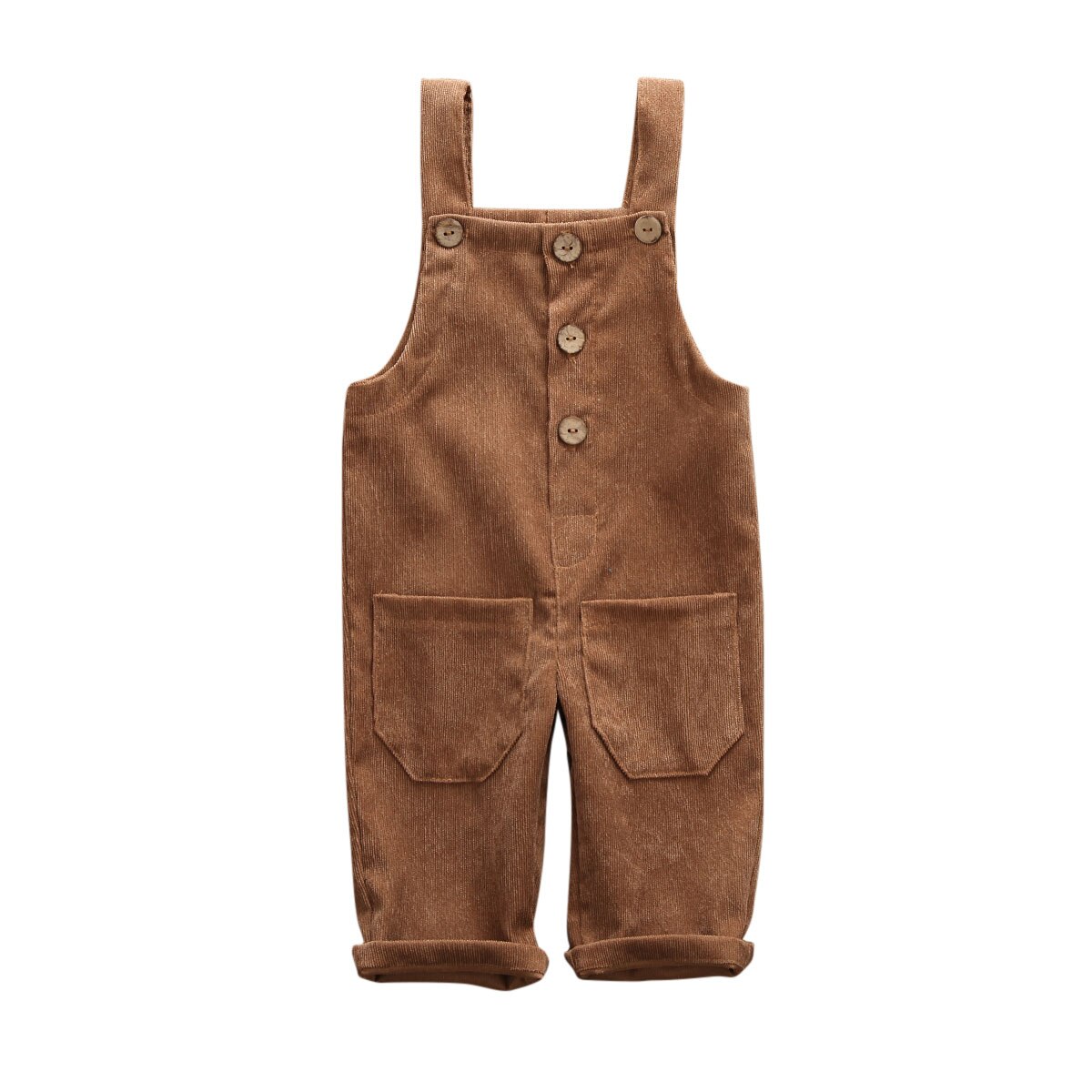 1-5 Years Kids Toddler Baby Boys Girls Overalls Winter Warm Pants Solid Color Corduroy Bib Pants: Khaki / 24M