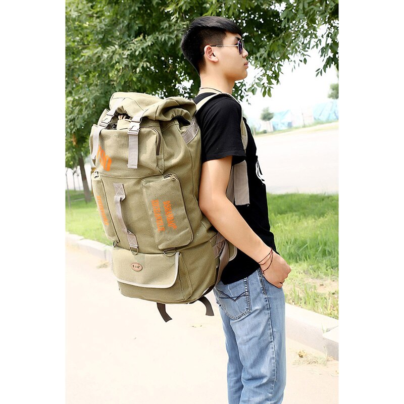 90l stor kapacitet mand udendørs camping rejser rygsække lærred stærk slidstærk rygsæk bagage tote taske