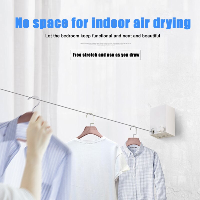 Indoor Balcony Retractable Stainless Steel Wire Clothes Hanger Non Perforated Telescopic Clothesline Invisible Clothes Hanger