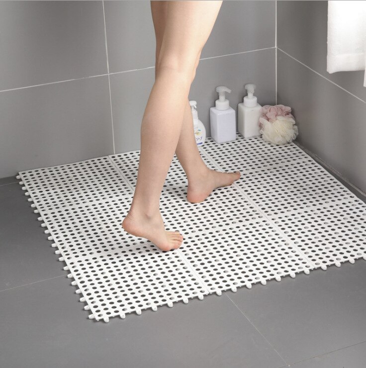 Alfombra antideslizante para baño, tapete de pies de empalme anticaída para cuarto de baño, alfombra impermeable para suelo: Blanco