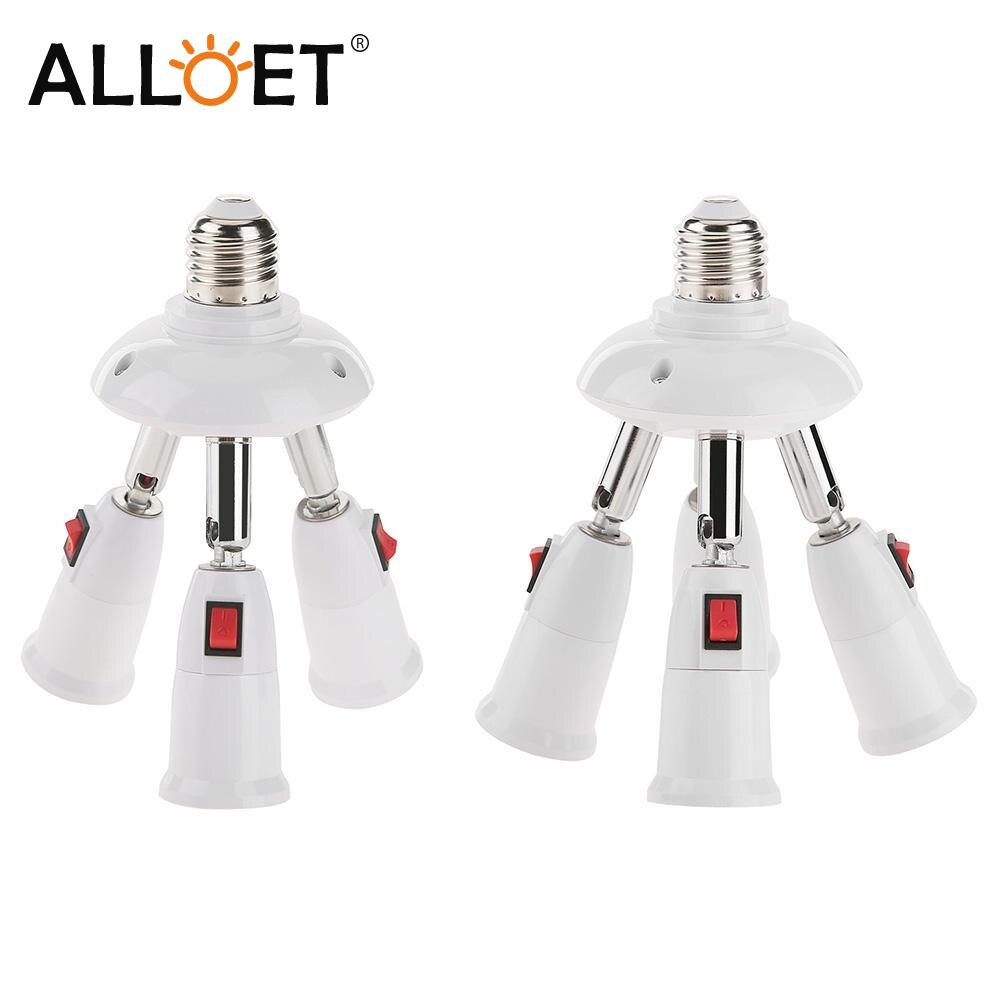 E27 Splitter 3/4 Heads Lamp Base Adjustable LED Light Bulb Holder Adapter Converter Socket Light Bulb Holder