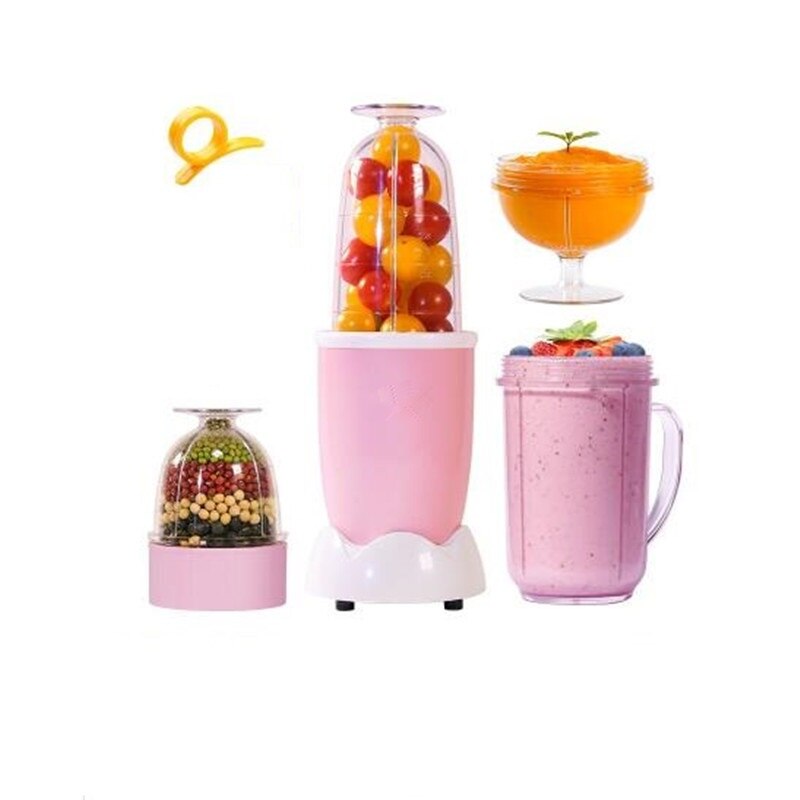 220V Electric Juicer Blender Mini Multifunctional Household Automatic Blender Machine EU/AU/UK/US Plug: pink 4 cups 3 blades