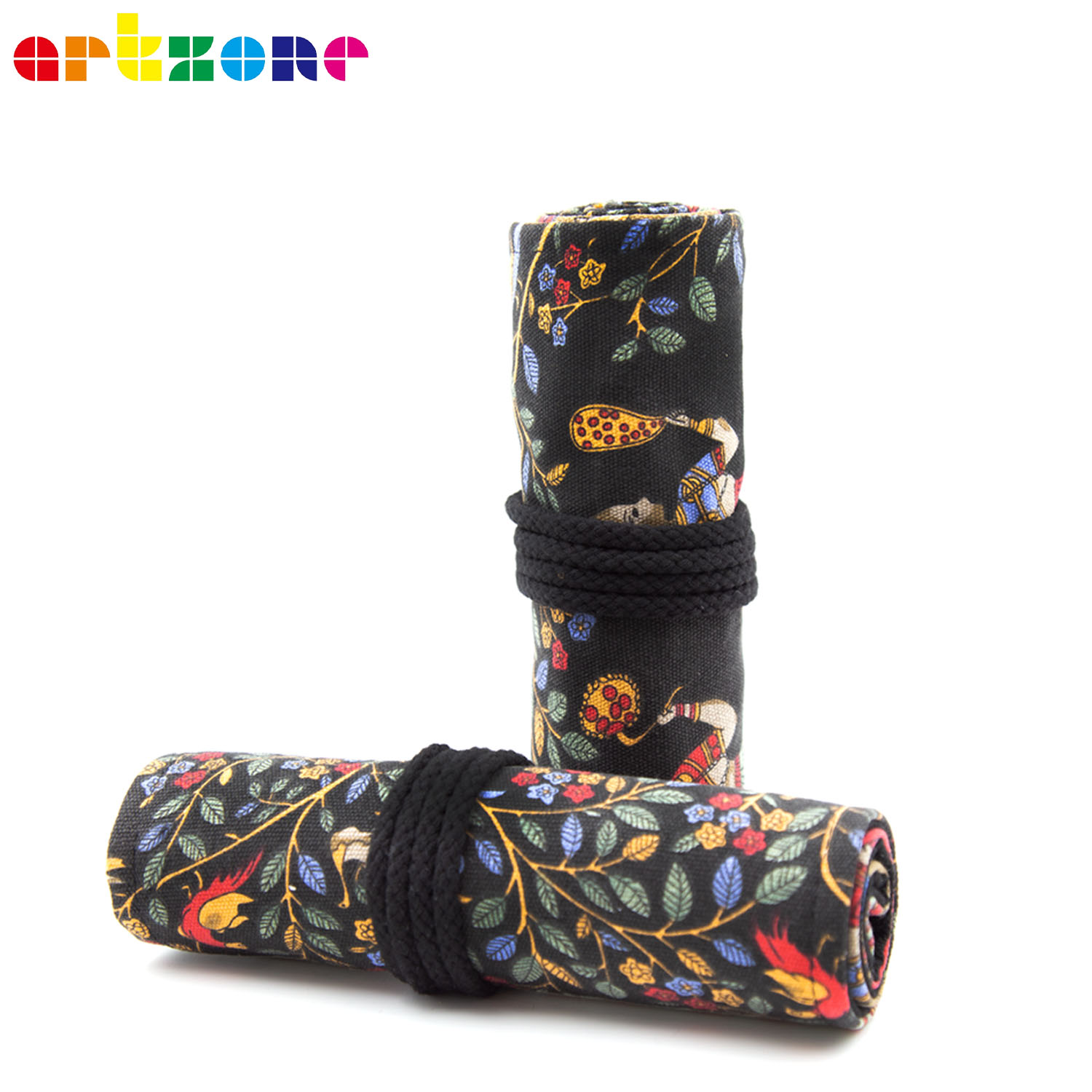 Pencil Case 48 Holes Canvas Wrap Roll Up Pencil Bag Pen Case Holder Storage Pouch Writing Supplies: B131-48 HOLES