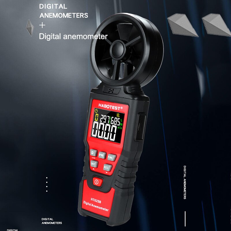 Bærbart lcd digitalt vindmåler termometer vindhastighedsmåler vindmåler testværktøj  ht625b puo 88