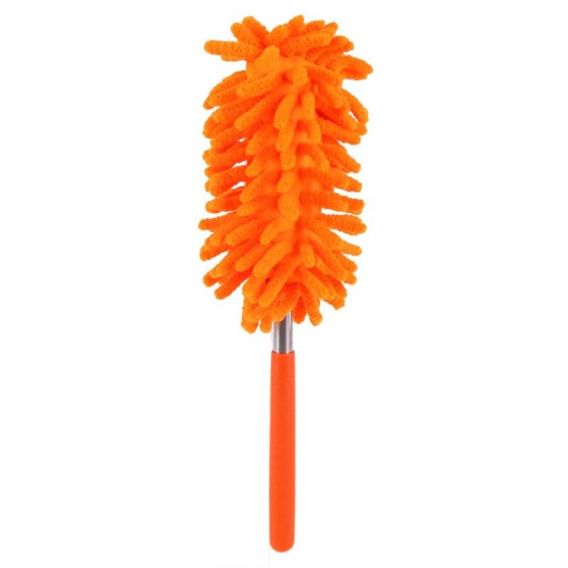 Plumeros telescópicos de microfibra escalables, limpieza de chenilla, polvo de escritorio, aire acondicionado, cepillo para polvo, limpieza de coches, herramienta: Naranja