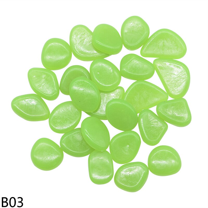 25/50pcs Resin Glow In The Dark Stones Glow Rocks DIY Walkway Home Garden Decoration Garden Pebbles Glow Stones Luminous Stones: 50pcs / B03-green glow stone