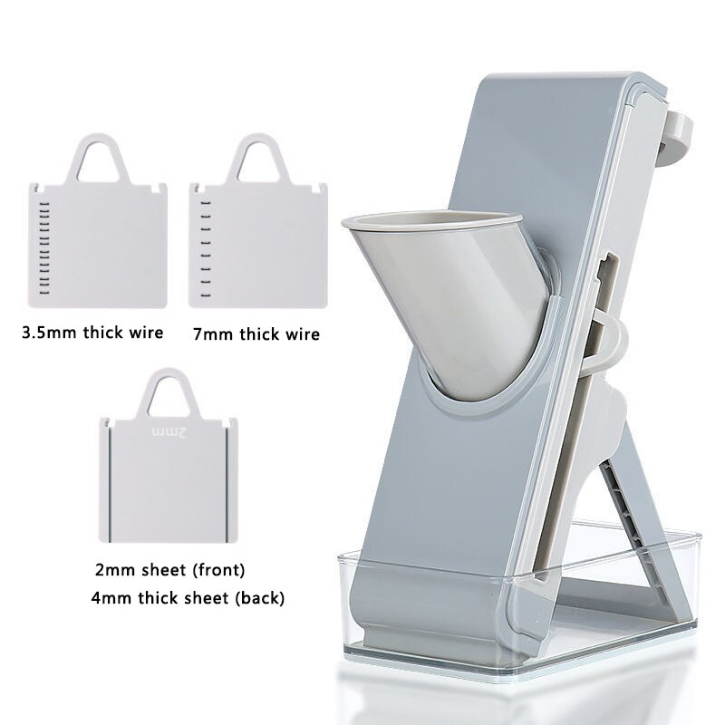 Vegetable Cutter Multifunctional Slicer Fruit Potato Peeler Carrot Grater Kitchen Accessories Basket Household Vegetable Slicer: Style A Grey