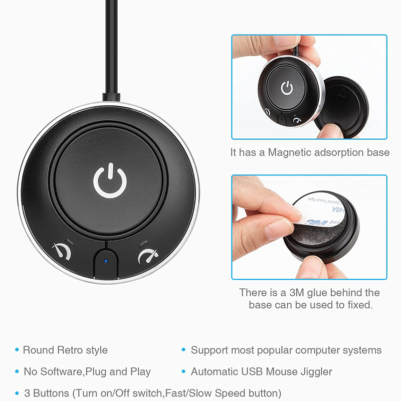 Rii RT909 Mouse Jiggler USB,Undetectable Mouse Mover with Random movement, On/Off Switch Keeps Computer Awake,Driver-Free
