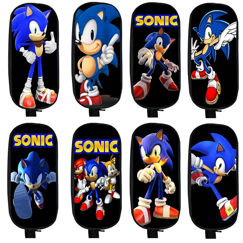 Sonic nowy dwuwarstwowy piórnik dla dzieci studenci piórnik na prezenty dla dzieci śliczna torba na materiały piśmienne chłopcy dziewczęta piękny pokrowiec na długopis