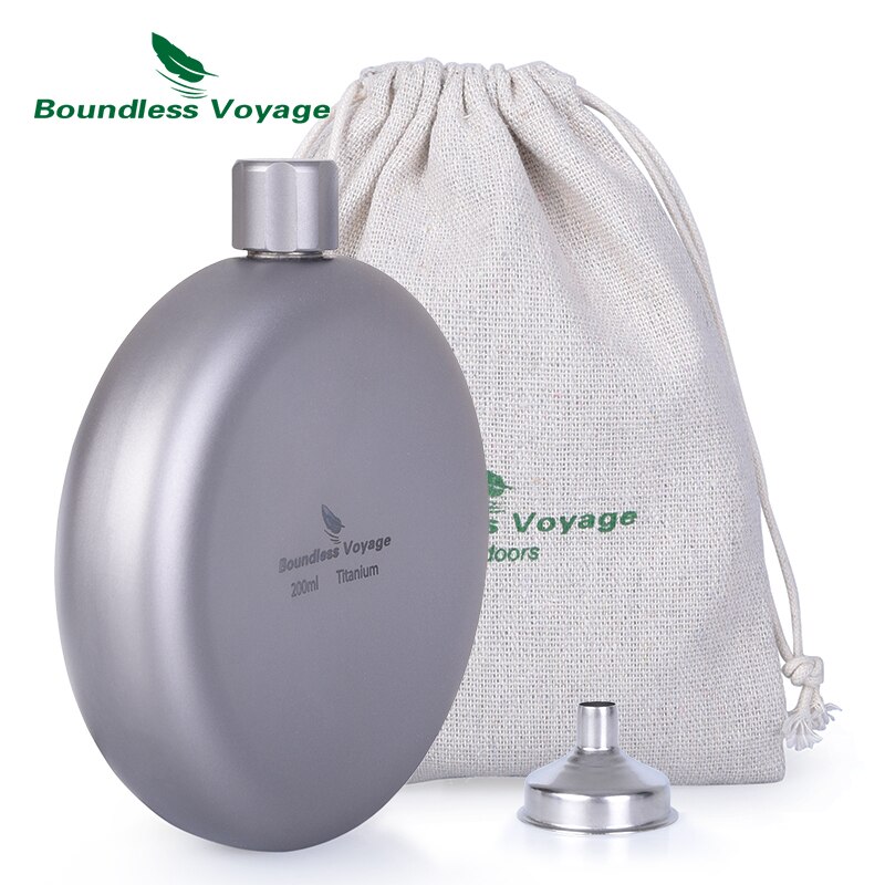 Grenzeloze Voyage Camping Titanium Heupfles Met Trechter Draagbare Ronde Sport Fles Water Wijn Whisky Drinkwaren 7Oz 200Ml