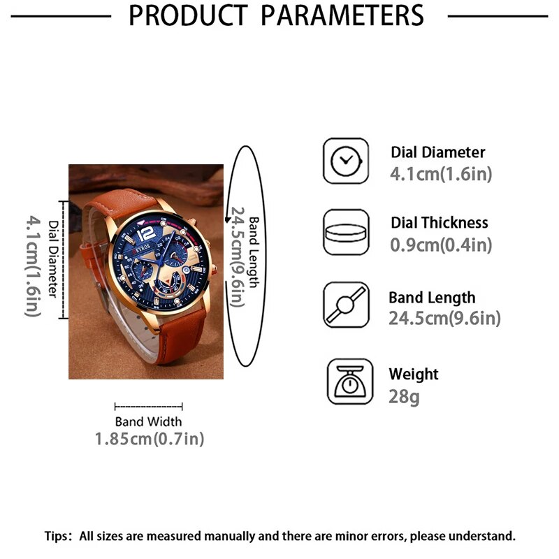 2 Stück einstellen Herren Kalender Uhren Luxus männlich Geschäft lässig braun Leder Quarzuhr Männer Armbinde Armbanduhr