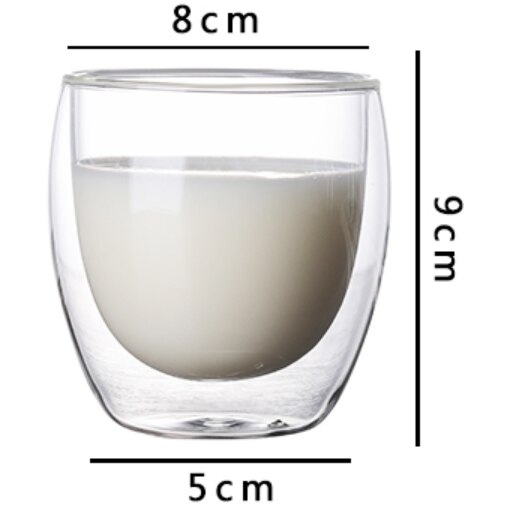 Heat Resistant Double Wall Tea Glass Coffee Cup Drinking Cups Whisky Glass Mug: 2pcs- 250ml