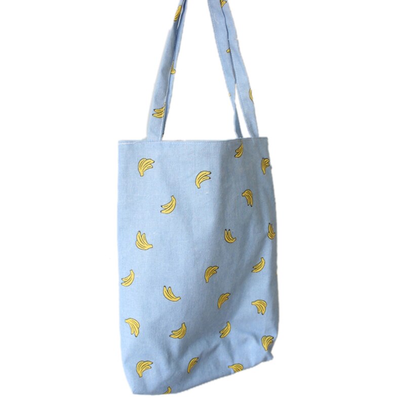 1Pc Banana Patroon Katoen Linnen Schoudertas Winkelen Strand Reizen Tote Handtas