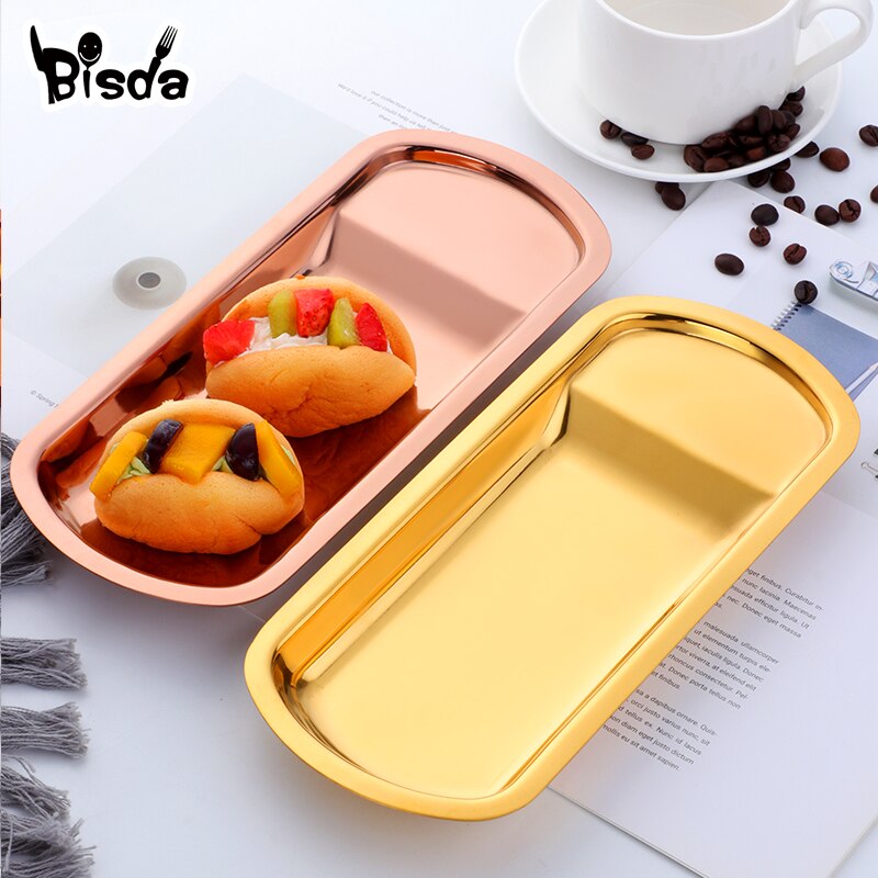 1pc Snack Platte Metall Rechteck Platten Gold Brot murmeln Geschirr Mischen Obst Süßigkeiten Nachtisch Erzähler Regenbogen Handtuch Serviette Tablett Party
