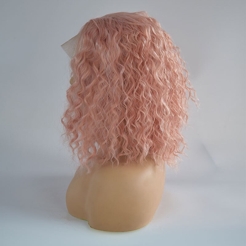 Bombshell Rose Goud Roze Korte Bob Synthetische Haarkant Bouncy Krullend Hittebestendige Vezel Middenscheiding Voor Vrouwen pruiken