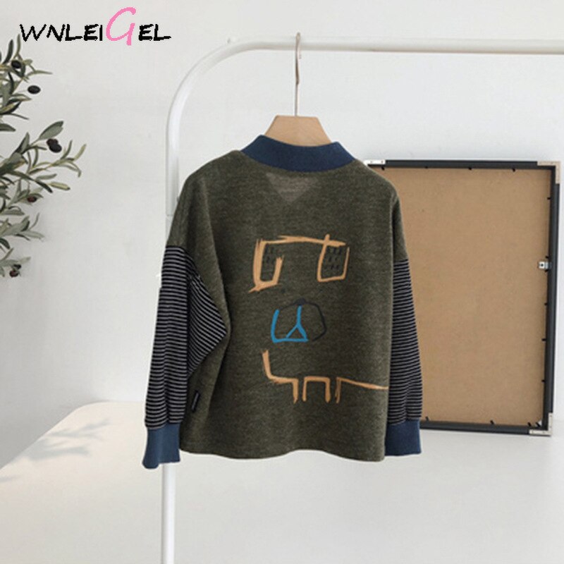 WLG – vestes de printemps en patchwork pour garçons, manteaux verts imprimés de chiens de dessin animé, décontractés, assortis avec tout, sweat-shirt pour enfants