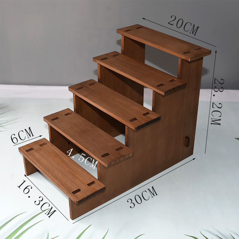Escalera de madera maciza Vintage, hecho a mano estante de almacenamiento, organizador de soporte de exhibición para cosméticos, joyería en el dormitorio, esmalte de uñas, modelo de coche: Blanco