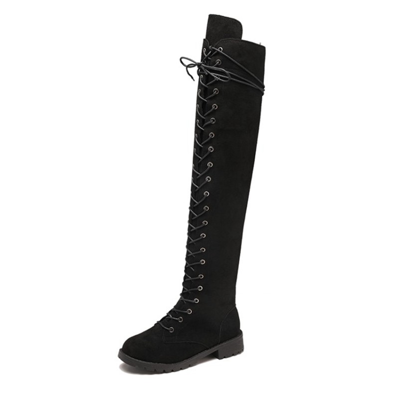 COOTELILI Oberschenkel Hohe Stiefel Spitze-hoch Frauen Schuhe Über Das Knie Stiefel Flache Lange Stiefel Damen Gummi Stiefel Frauen schuhe 35-43: Schwarz / 10