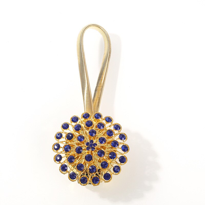 1pcs Flower Shape Rhinestones Magnet Curtain Tieback Magnetic Curtains Buckle Window Screening Ball Clip Holder Home Accessories: O