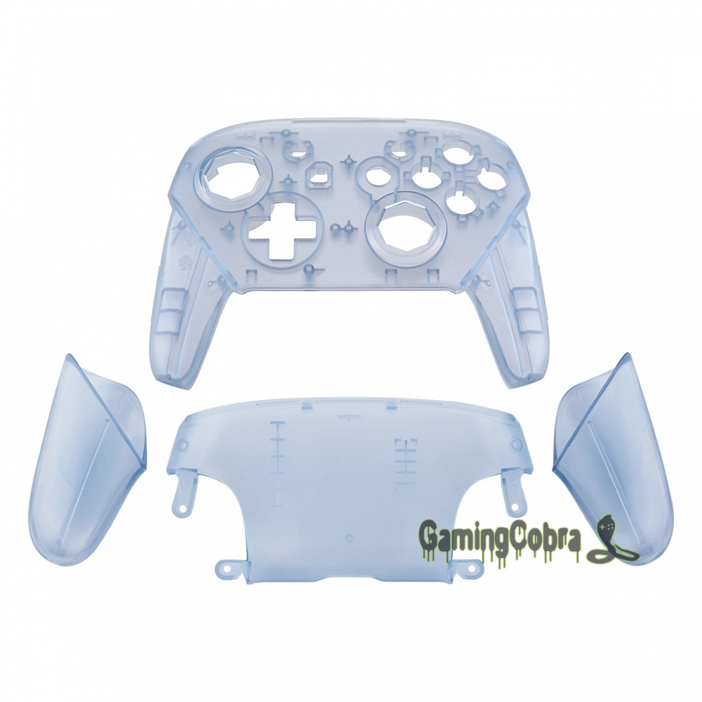 eXtremeRate Clear Atomic Purple Octagonal Gated Sticks Faceplate Backplate Handles Replacement Grip Housing for NS Switch Pro