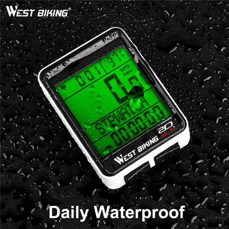 WEST BIKING Wireless Bike Computer Waterproof Cycling Speedometer 3.4 In Screen