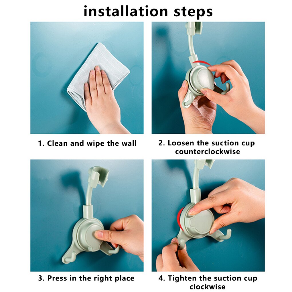 Adjustable Shower Holder Stand Suction Cup Shower Head Holder Wall Mount Showerhead Bracket Bathroom Support Douche Punch-Free