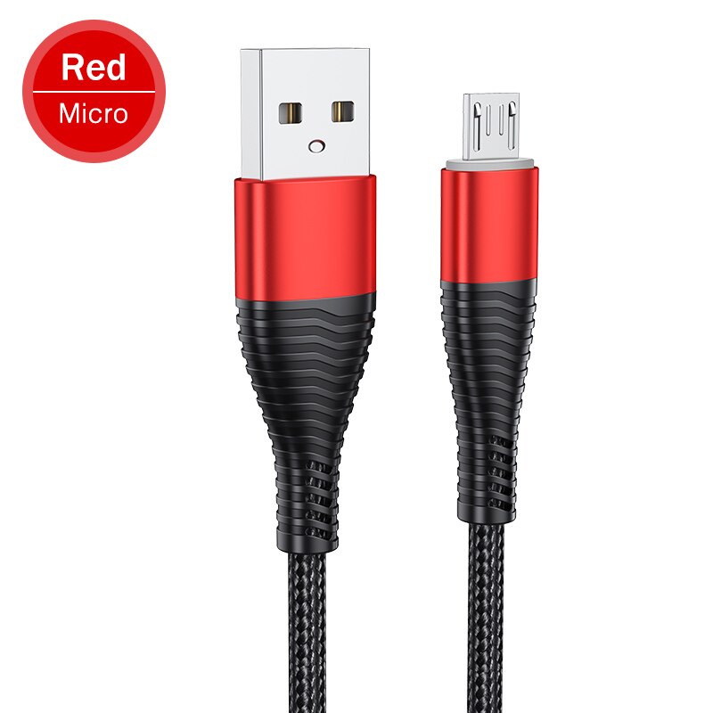 Micro Usb Kabel Snel Opladen 3A Usb Data Kabel Voor Samsung Htc Lg Mobiele Telefoon Usb-oplaadkabel Android Tablet usb Cord Wire: Red / 180cm