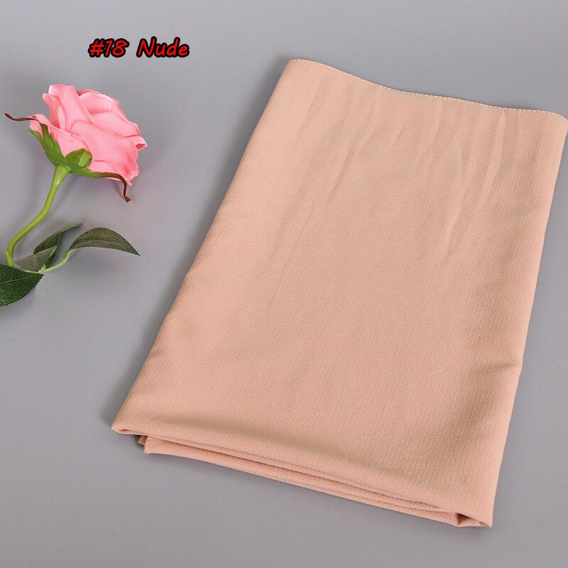 Muslimska kvinnor tjejer hijab bubbla tjock chiffong hijab sjalar wrap muslim tung bubbel chiffong enkla halsdukar/scarf 180*75cm: Naken