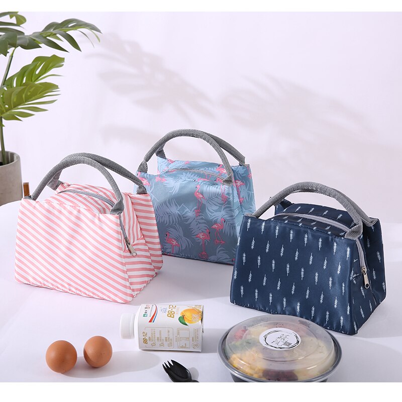 Animal flamingo almoço sacos feminino portátil funcional lona listra isolado comida térmica piquenique crianças refrigerador lancheira saco tote