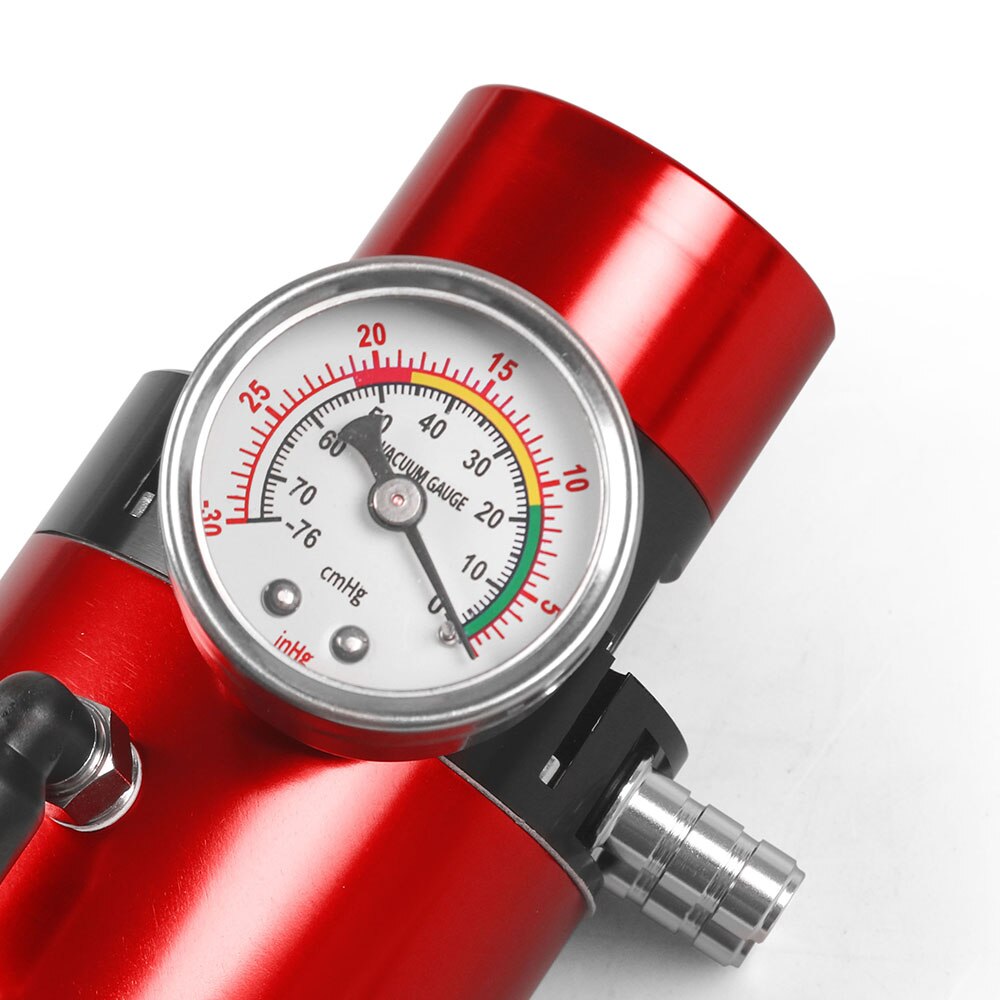 Aluminum Engine Oil Catch Reservoir Breather Tank Can+Vacuum Pressure Gauge Oil Catch Tank Oil Catch Can BX100770