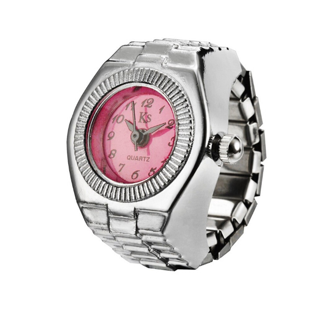 Kreative Ring Uhr Luxus Silber Stahl Kühlen Elastische Quarz Ring Finger Uhr Paar Uhren Reloj Mujer Montre Zegarek: heiß Rosa 