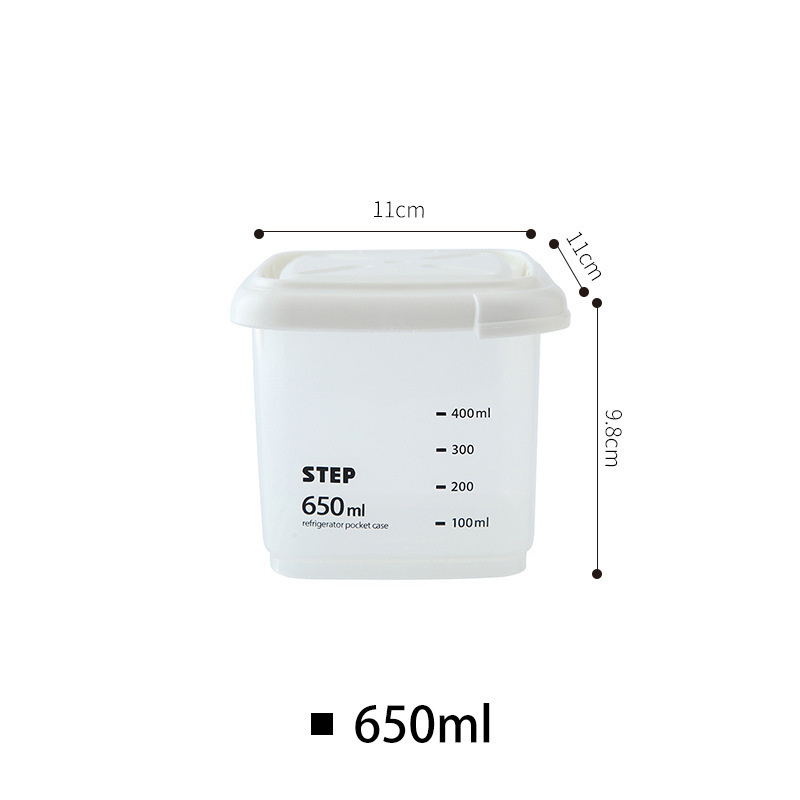 Kitchen Transparent Food Storage Box Sealed Dust Keep Fresh Storage Jar Containers Refrigerator Noodles Grain Food Organization: with scale-650ml