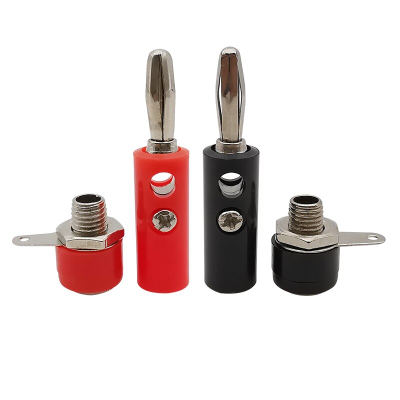 10/5/2Pair 4mm Banana Plug Screw Audio Speaker Adapter 4mm Banana Socket Jack Panel Terminal Connector Kits DIY Parts Red Black