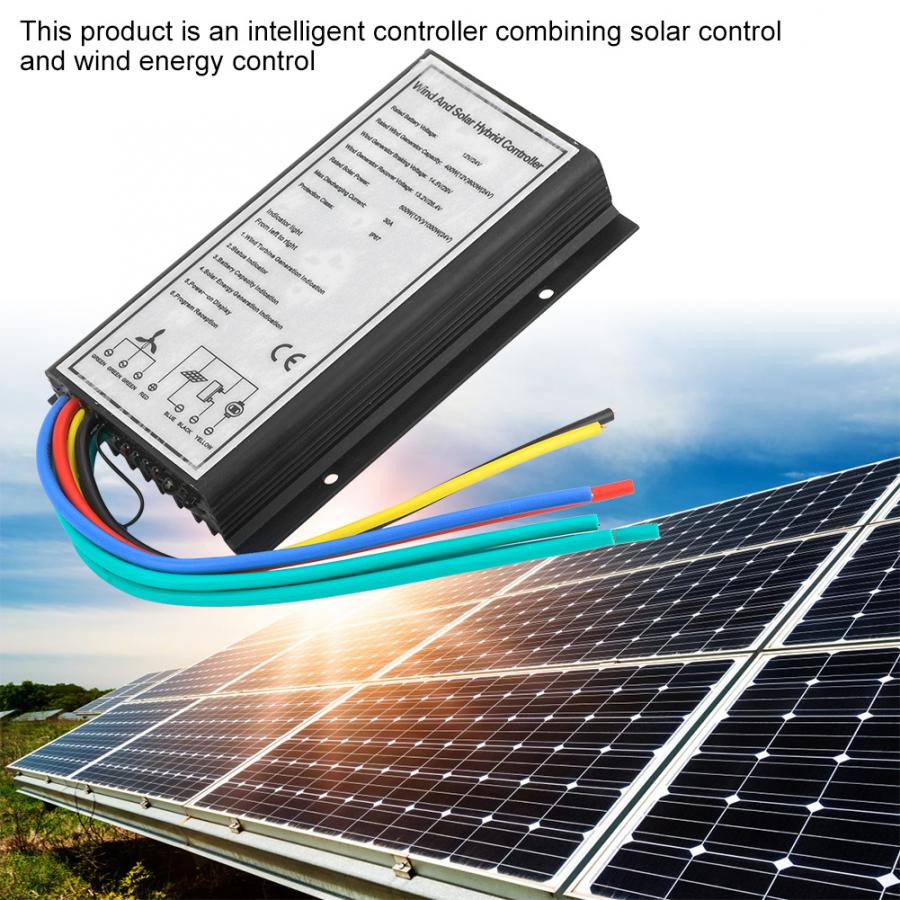 Wind Solar Hybrid Controller Solar Energy Hybrid Charge Generator Controller 12/24V 400/800W Wind 500/1000W 30A controlador