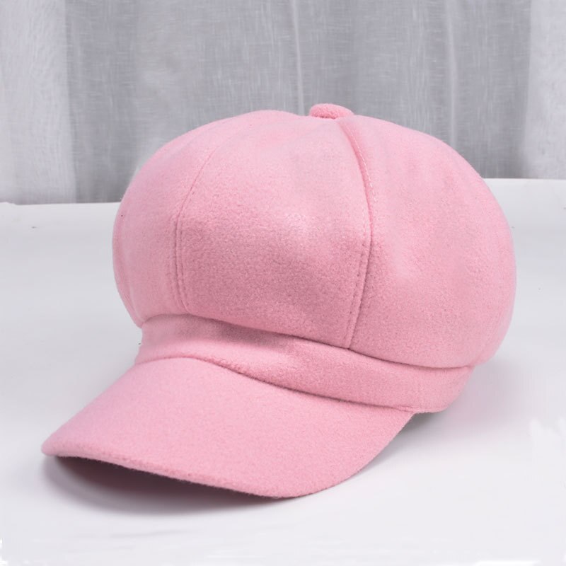 Winter Newsboy Caps Women Newsboy Gatsby Cap Octagonal Baker Peaked Beret Driving Hat Female Hats Painter Tour Cap Fast: Pink