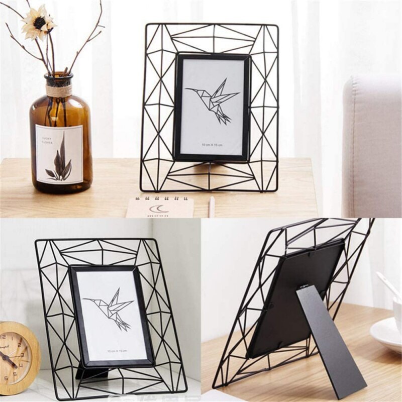 Geometric Metal Picture Frame Wrought Iron Photo Display Frame Home Decoration For Desk Wall Living Room Decor Accessories