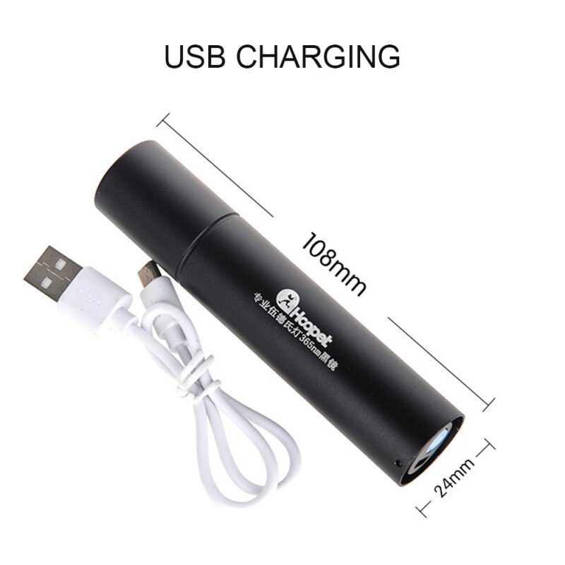 Pet Fungus USB Chargeable Ultraviolet Photodetector Violet Lamp Cat Ringworm Detection Black