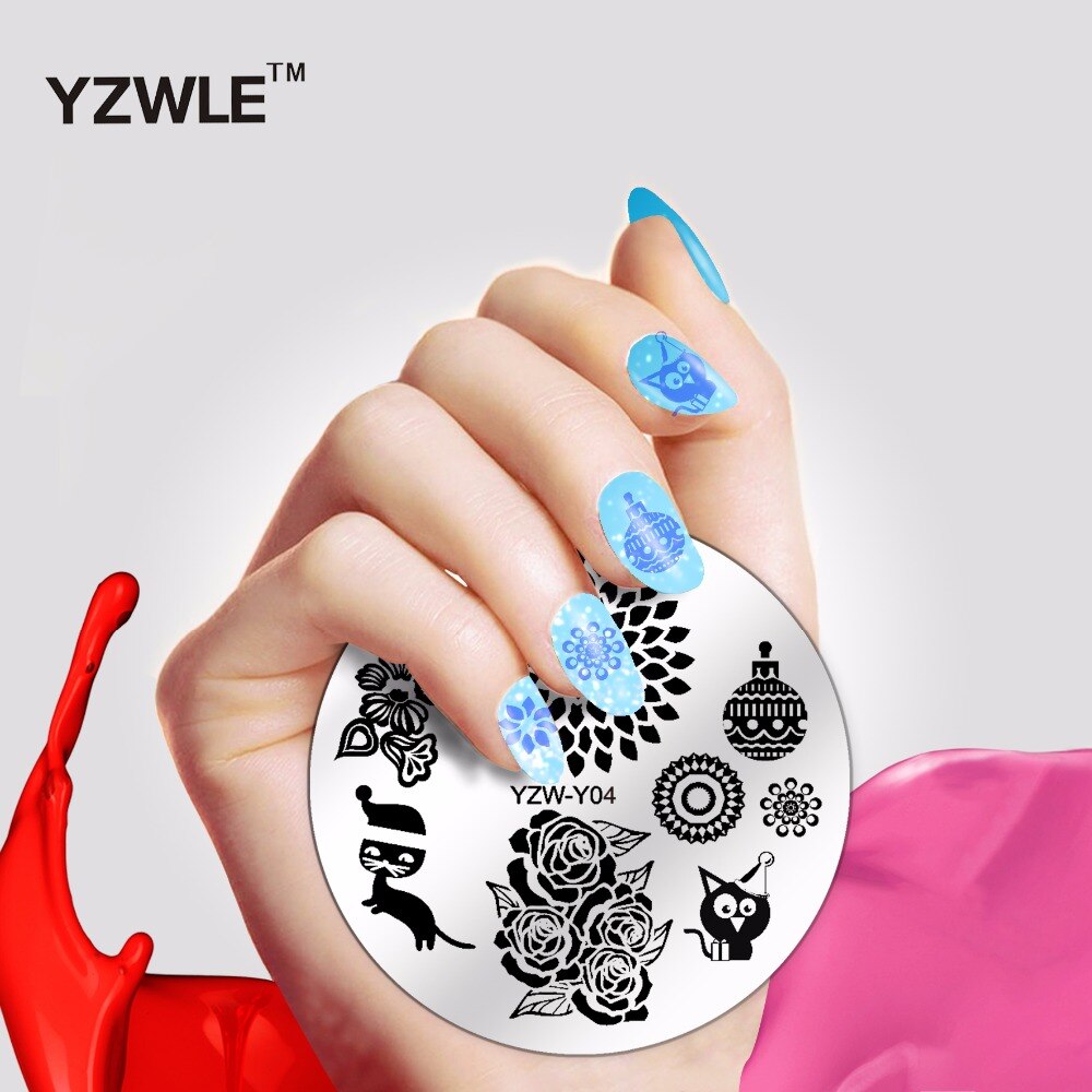 1 pièce ronde fleur Nail Art Image timbre estampage plaques manucure modèle bricolage vernis pochoir ongles outils