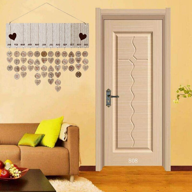 Family Birthday Board Set Hanging Wooden Calendar Wall Calendar Decor for Family Friends Birthday Reminder
