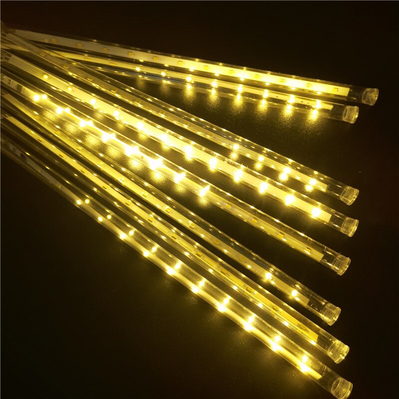 8 Tubes LED Meteor Shower Strip Light Outdoor Waterproof Fairy Lights for Garden Street Garlands Christmas Decorations: Warm white / 30cm US Plug 110V