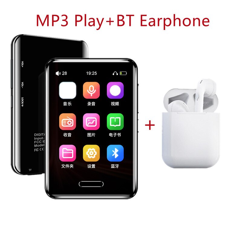KLW-REPRODUCTOR DE vídeo y música Mp3 MP4, pantalla táctil a Color TFT de 2,8 pulgadas, sin pérdidas, Altavoz Bluetooth incorporado, memoria Flash, Radio FM: With BT Earphone / Build in 8GB