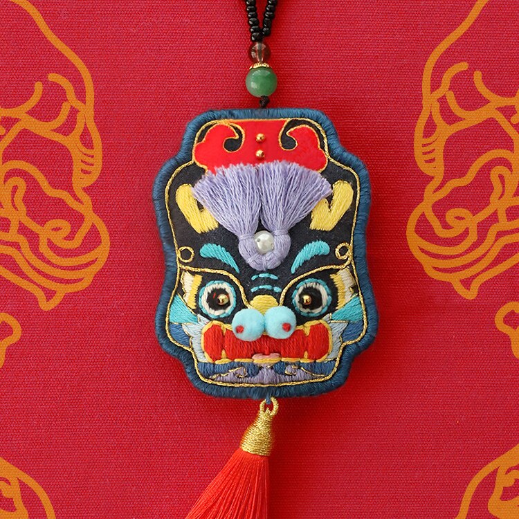 Kit de broderie Style chinois bricolage | Amulette avec cerceau, ensemble de points de croix Tyro faciles à coudre, de couture fait main pour débutant: c with hoop